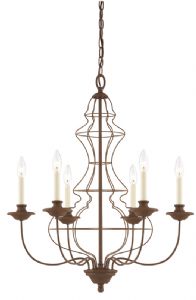Venezia Antique Bronze 6 Arm Wire Chandelier